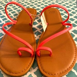 Women's (8.5) Pink Skinny Strap Sandal Slides